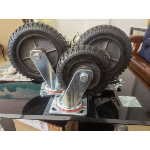 Red Rim Core Black Rubber Heavy Duty Caster Wheels 5 Inch