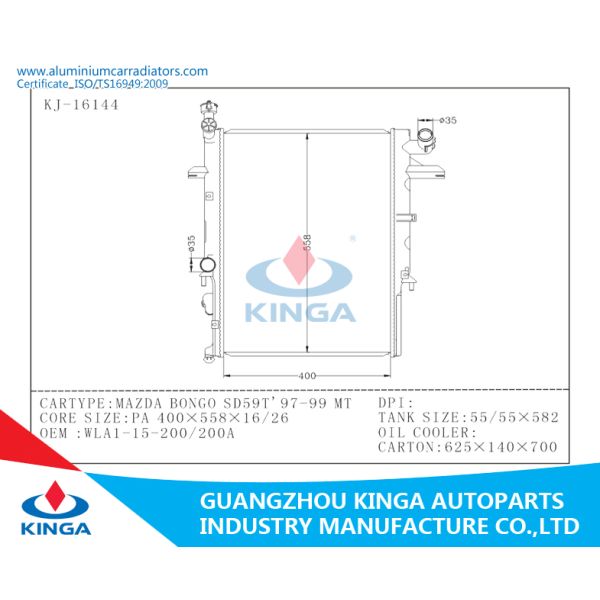 Hot Selling Aluminum Radiator Fits MAZDA BONGO SD59T'97-99 Used for Automotive Cooling System