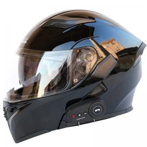 Cheap DOT Approval Double Lens M/L/XL/XXL Motorcycle Smart Flip Up Intercom Wireless Blue tooth Helmet black color wholesale