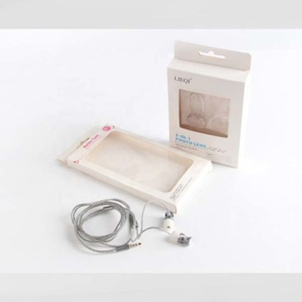 hanged earphone color paper box with hook Luxury clear window headphone cardboard gift box