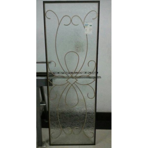 Quality customized golden wrought iron glass in Exterior door for sale