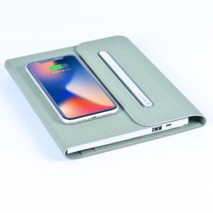 oEM PU Leather 2200mah Wireless Charging Notebook Power Bank