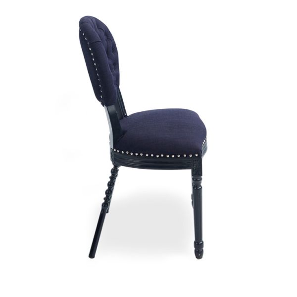 Hot sell oak wood black linen fabric chair for wedding party and rent dining chairs