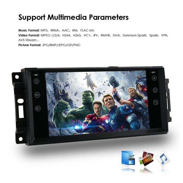 Steering Wheel Control 7-Inch Multimedia Car Radio Stereo for Jeep Cherokee 2007-2014