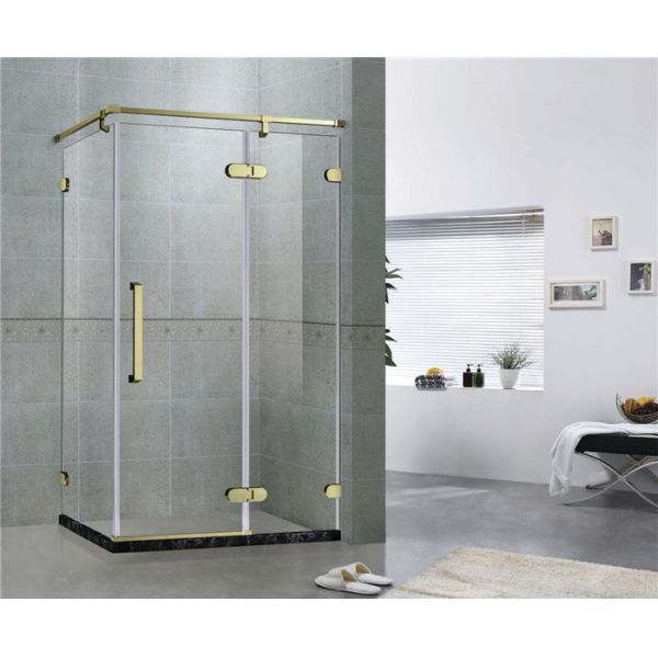 Rectangle Frameless Golden Shower Enclosures 8 / 10 MM Tempered Glass for Home / Hotel