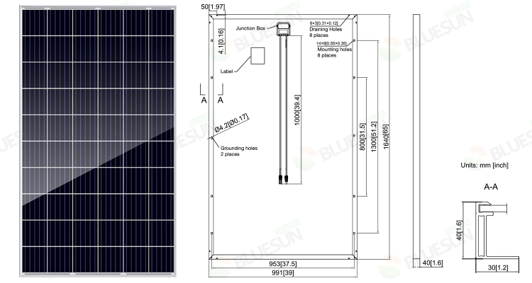 Bluesun Your Best Solar Panel Companies 12v 285 Watt 290 Watt 300 Watt Solar Power Panel Solar Photovoltaic Panels