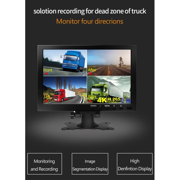 Full HD 1080P 5V 10.1 Inch Truck Dash Cam Four Lens Touch Screen