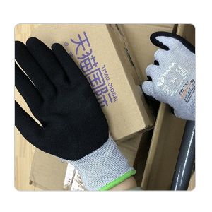 Grey Seamless Bamboo Fiber Sandy Nitrile Gloves