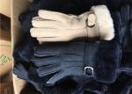 Double Face Leather Mittens Sheepskin Lined , Windproof Sheepskin Driving Gloves