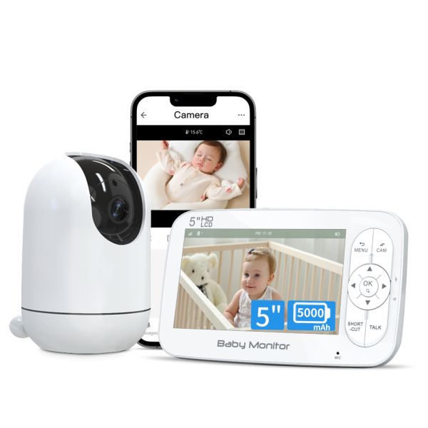 5 Inch 1080P WiFi Baby Monitor with 5000mAh Battery and Night Vision