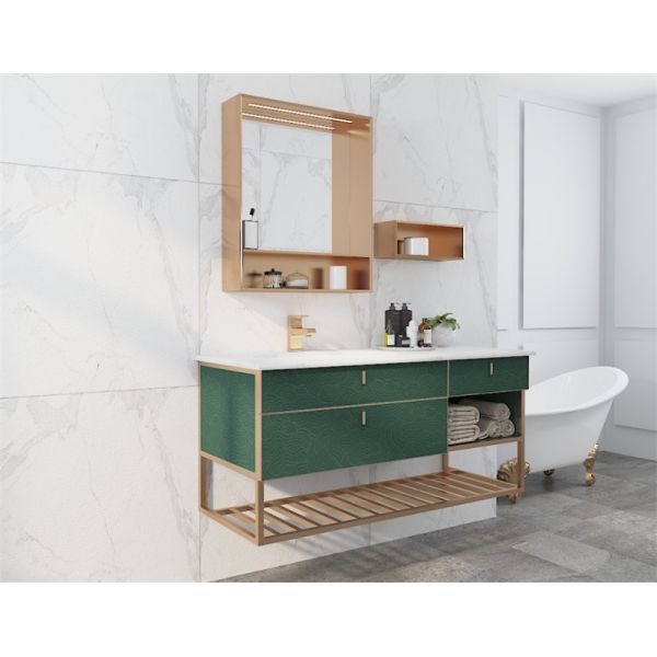 Sleek Stylish Lotus Green Bathroom Vanity Cabinet With Versatile Storage Options