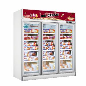China Supermarket 3 doors display refrigerator -22C upright glass door freezer showacase on sale