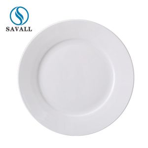 Cheap Savall Round Shape White Ceramic Dinner Plates For Hotel wholesale