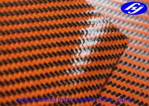 Cheap Orange Polyurethane Leather Fabric Glossy Twill Carbon Kevlar Hybrid Fabric For Gloves wholesale