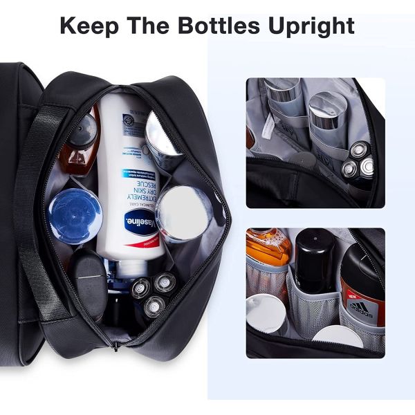 Water Resistant Bathroom Toiletries Organizer PU Leather Cosmetic Bags For Men Women