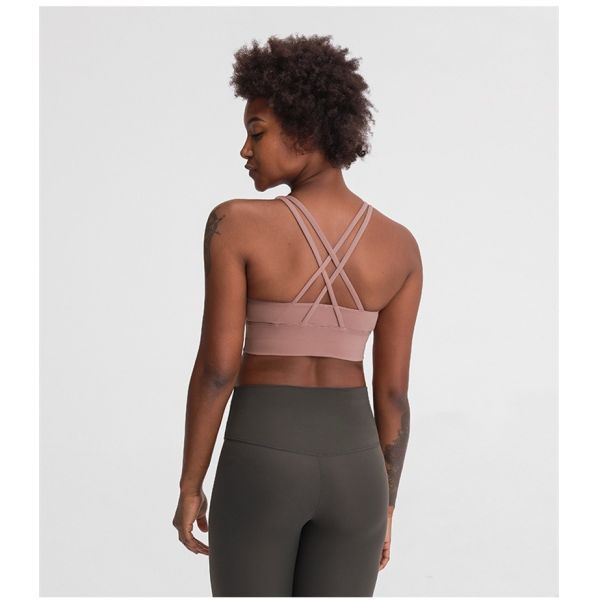 OEM Naked Feeling Medium Support Cross Back Womens Sports Bra Logo Printing