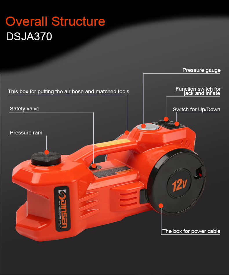 3Ton Higher Height 12V Car Electric Jack Set for SUV