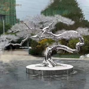 China Silver Casting Stainless Steel Sculpture Metal Pine Tree Sculpture 150cm on sale