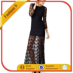 Cheap Women Black Sheer Lace Evening Gown Dress With Long Sleeve wholesale