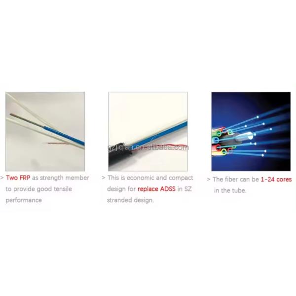 Outdoor Aerial Fiber Optic Cable Span 80m 100m 200m 4 Core 6 8 12 Hilos Fibra Optica G652 Cabo ASU