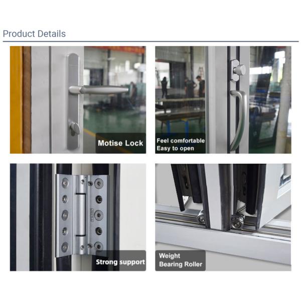 Insulated Aluminum Framed Door Patio Accordion Folding Glass 10mm thickness