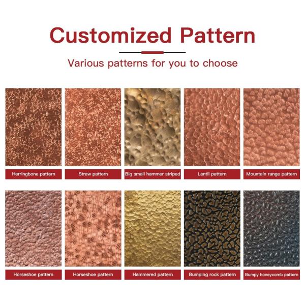 Ancient Copper Finish Textured Hammered Stainless Steel Sheets With Bumping rock pattern Decorative Sheet