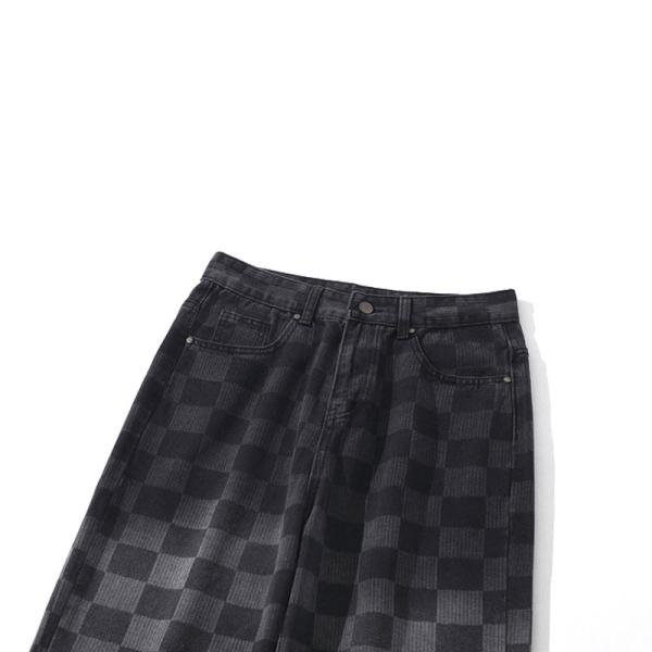 OEM Checkerboard Jeans Low MOQ Unisex Fashion Pants Denim Clothing Manufacturer