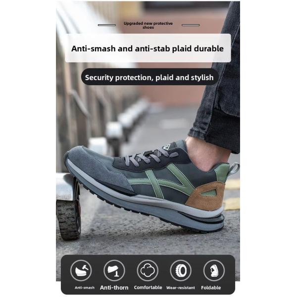 Rubber Sole Suede Microfiber Construction Safety Shoes With Standard Steel Toe And Kevlar Midsole