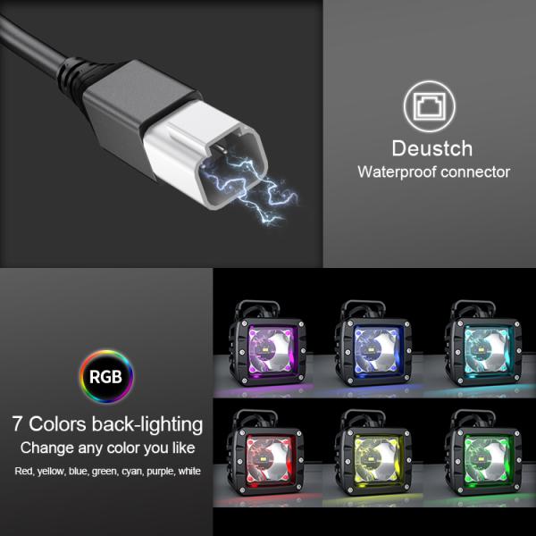 30W RGB Led Pod Work Light Vehicle LED Work Lights 5000K-5700K
