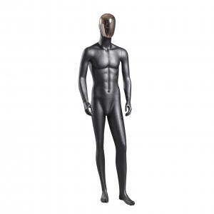 China Upright Full Body Male Mannequin Fiberglass Gold And Silver Plated Face Black on sale