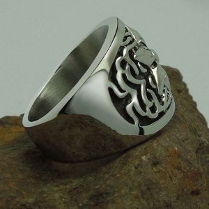 Fashion Men's Vintage Old Titanium Stainless Steel Hexagram Ring (SA336)