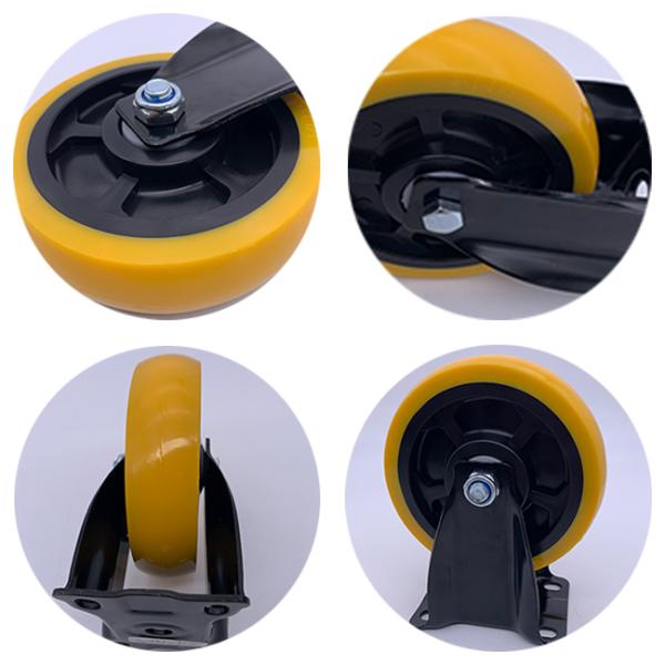 Fixed PU Caster Wheels Industrial Medium Duty 100MM