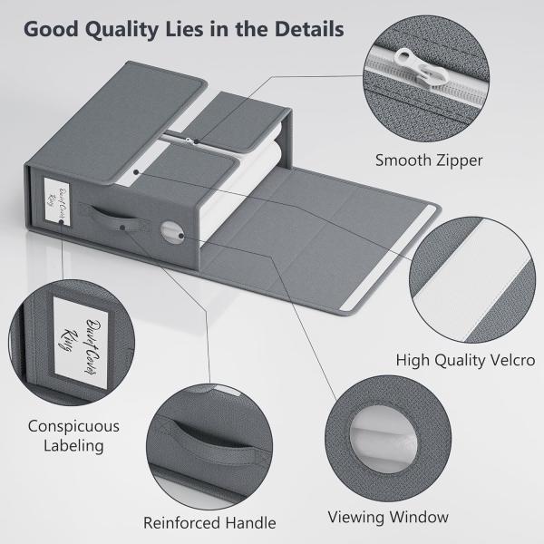 Sheet Organizers And Storage, 4-Pack, Queen/King Size (Grey), Bed Sheet Organizer, Fabric Storage Bins For Bed Sheets,