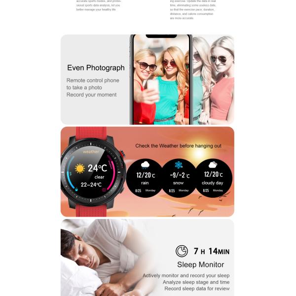 370mAh Mens Fitness Smartwatch 1.3" Full Touch Round Display