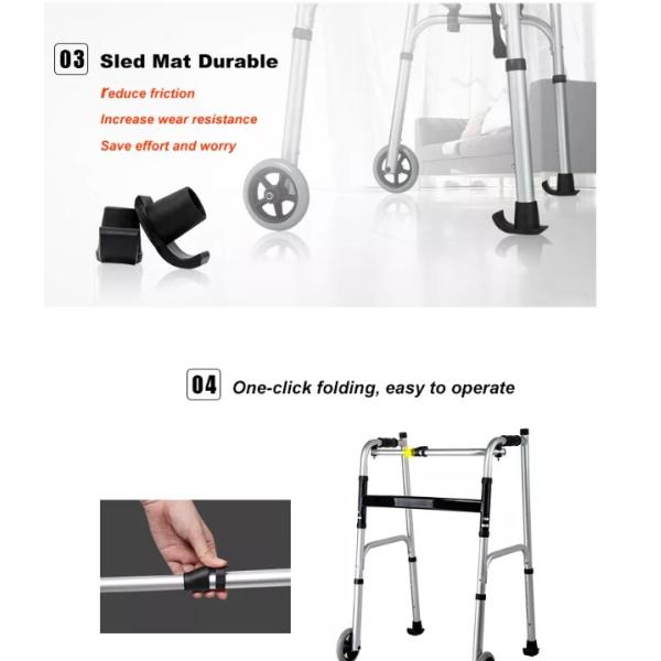 Durable Mat Mobility Walker Rollator Aluminum Folding Light Weight Adjustable