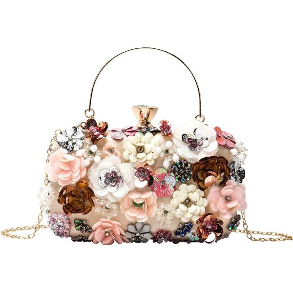 LETODE FLOWER CLUTCH PURSE EVENING BAG FOR WOMEN FORMAL PARTY HANDBAG CHAIN STRAP SHOULDER BAG