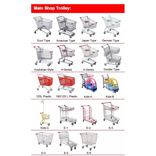 Steel Supermarket Shopping Trolley Extra Large Shopping Cart For Wholesale Market