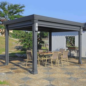 Garden Aluminum Patio Pergola 10x10 European Style Louvered Pavilion