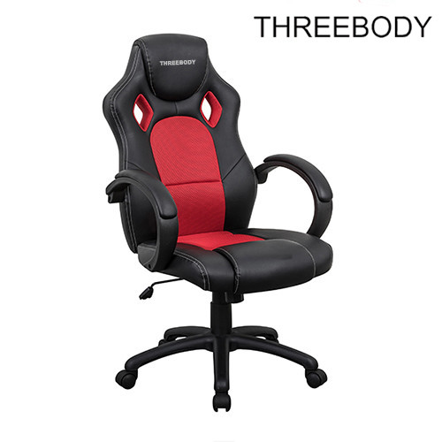 Black And Red Executive Racing Office Chair Breathable High Straight Back
