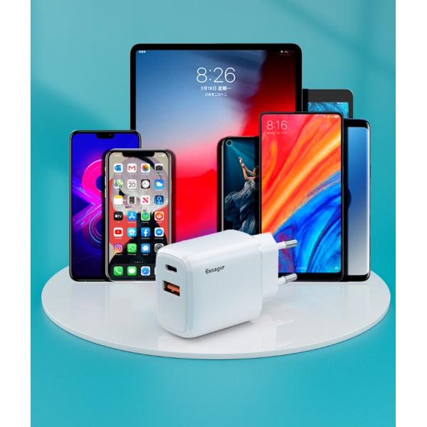 Essager 2021 YuRoom PD QC 20W Mobile Chargers USB Type C Charger Cable USB 100-240V PD Wall Charger