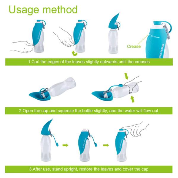 Dog Outdoor Water Bottle Portable Pet Dogs Travel Water Dispenser Feeder Container with Silicone Foldable Drinking Cup