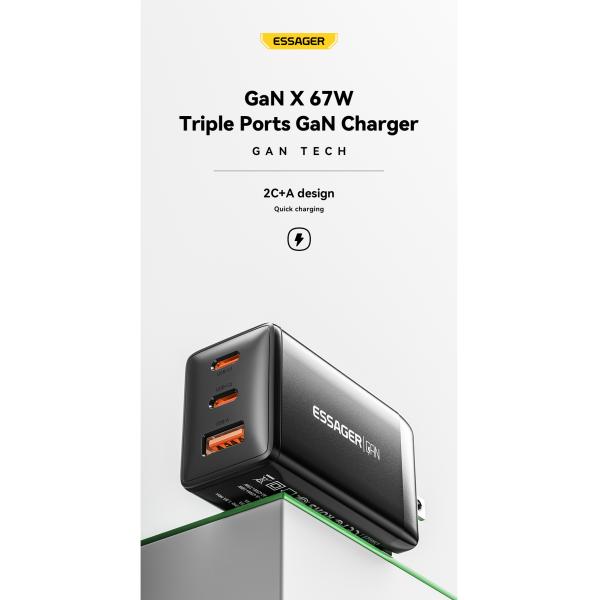 ESSAGER G671A2CU Series USB Fast Charger Type C Quick Charger 67W