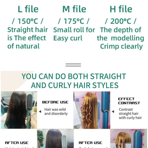 35W Ceramic Hair Straightener Comb , 200 Degree Electric Hair Straightener Brush