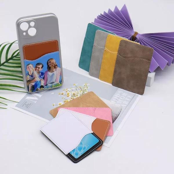 Custom Logo Sublimation Blanks Credit Card Holders Colourful PU Leather Sublimation Phone Card Holder