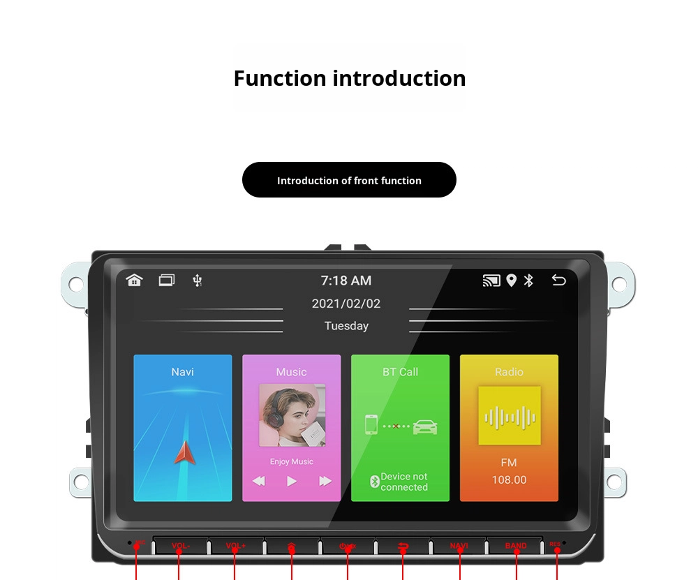 Creatall New 9-Inch for Volkswagen Car Head Unit for Bluetooth MP5 Player Android System GPS Navigation CarPlay Integrated