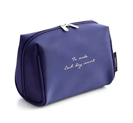 Waterproof Washable Travel Nylon Cosmetic Bag Plain Toiletry Zippered Makeup Bag