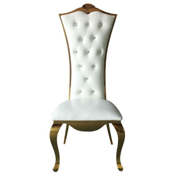 Precious Tall White Bridal Chair Tufted Button Back For Wedding Reception