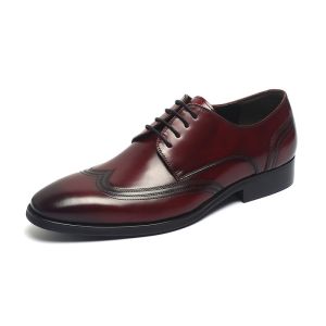 Cheap Customized Red Lace Up Genuine Leather Dress Shoes wholesale