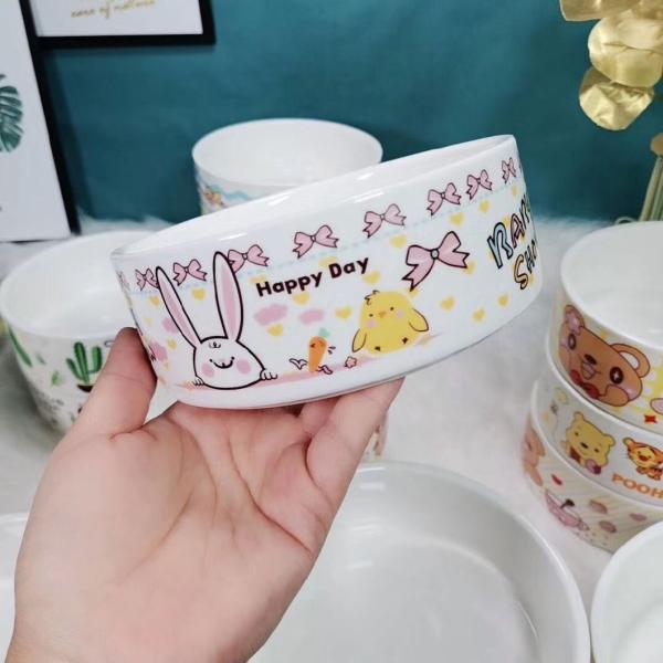 Pet Porcelain Engaved Printing Cute Dog Bowls Pup Cat Feeder