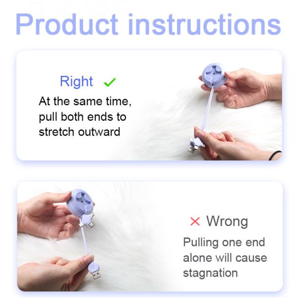 2.1A Mobile Phone Cables Retractable Flat 3 In 1 USB Charging Cable Type C Micro Charger